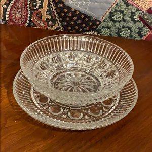 Exquisite Glass Platter and Bowl